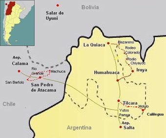 Atacama & Puna map - Trekking with Patagonia Adventure Trip
