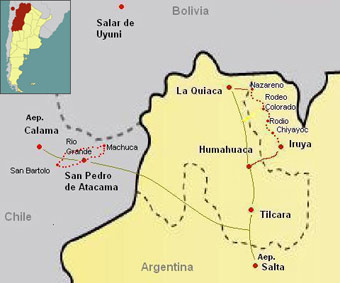 Atacama & Puna map - Trekking with Patagonia Adventure Trip
