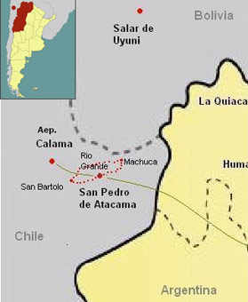 Atacama & Puna map - Trekking with Patagonia Adventure Trip